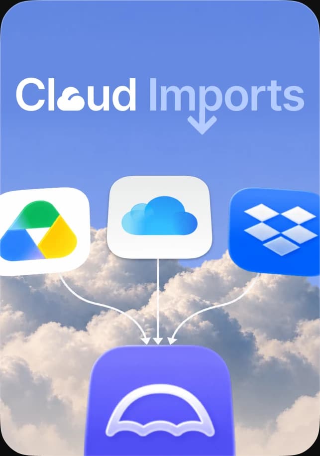 Cloud imports from Google Drive, iCloud, and Dropbox into Umbrel.